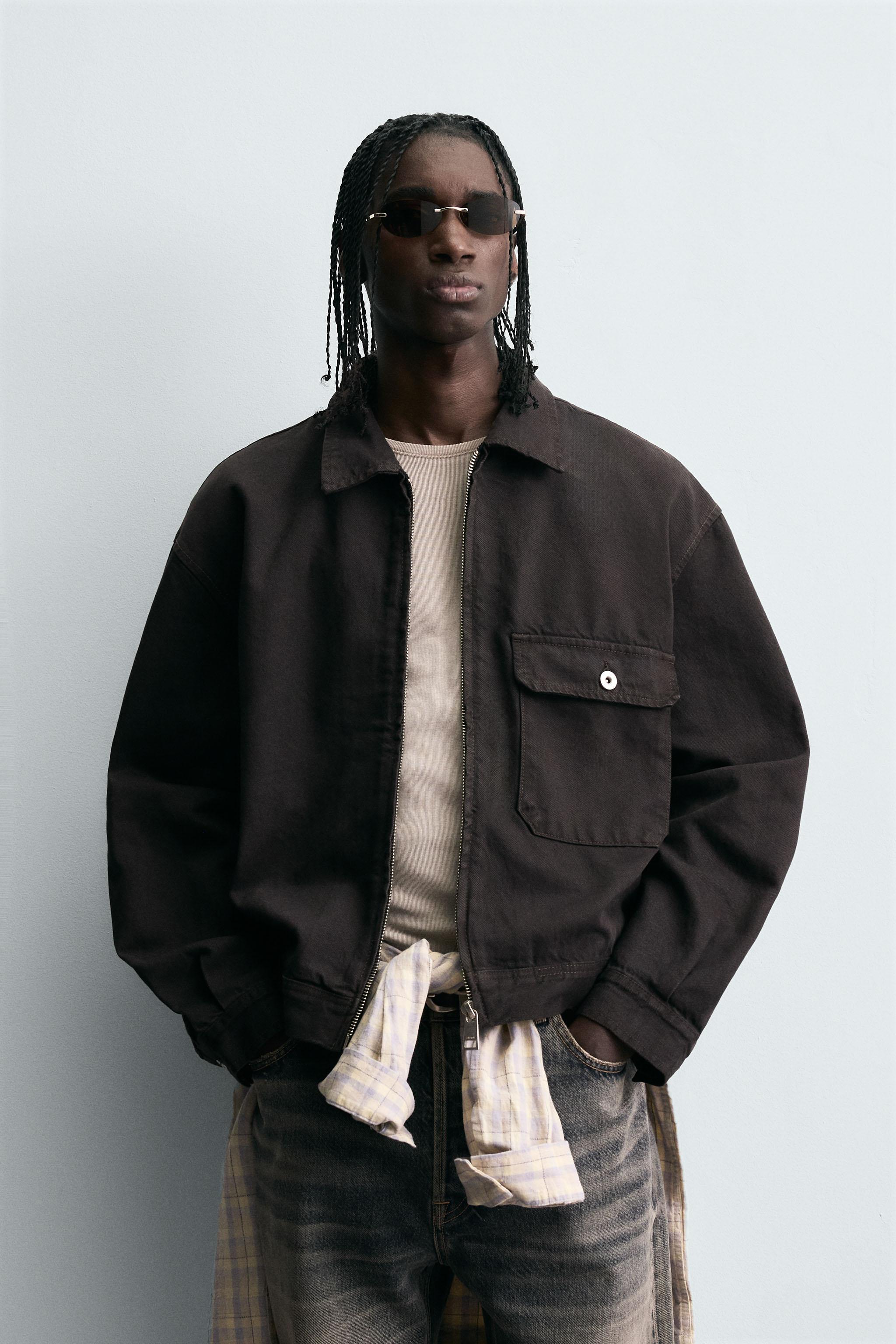 ZARA ウォッシュデニムブルゾンジャケット ZARA ウォッシュド ポケット デニムジャケット XLサイズ 裏生地