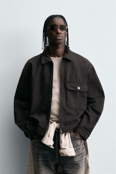 RELAXED FIT DENIM JACKET - charcoal grey by Zara