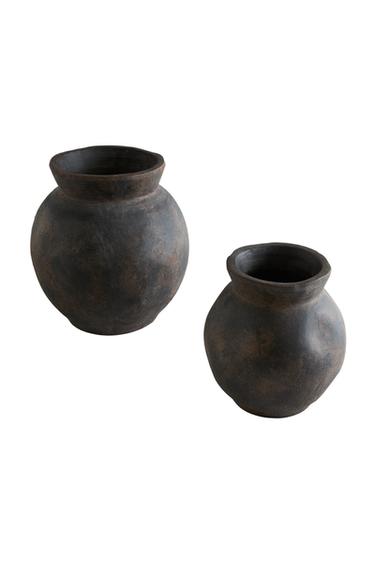 DECORATIVE OVAL CERAMIC VASE - Brown by Zara