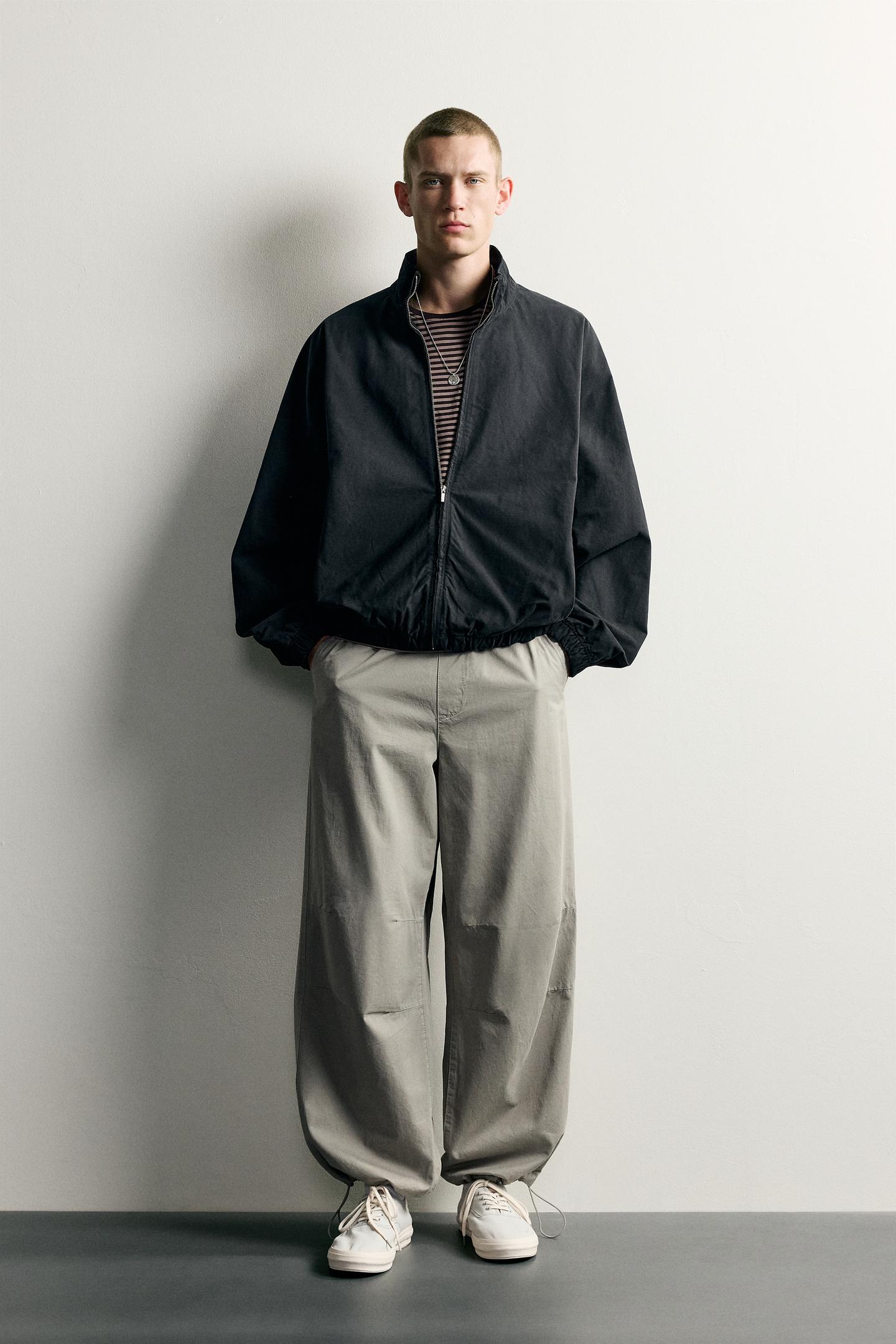 Мужская куртка Zara Washed Relaxed Fit, цвет: Чёрный