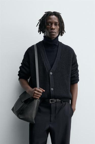 RIBBED TEXTURED CARDIGAN - Dark navy by Zara