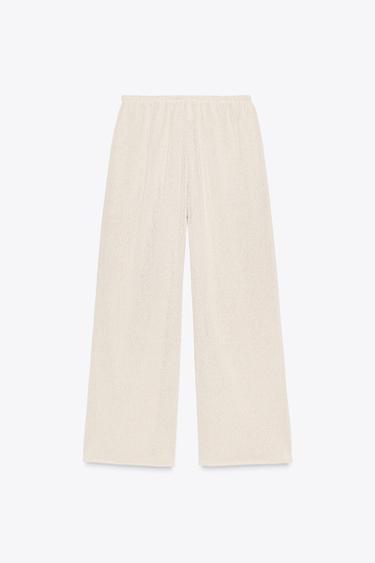 RUSTIC STRAIGHT-LEG TROUSERS - Light beige by Zara - Image 4