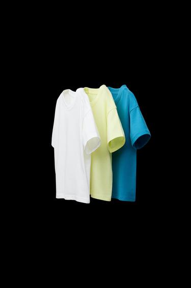 Zara THREE-PACK OF PLAIN T-SHIRTS - Blue - Image 0