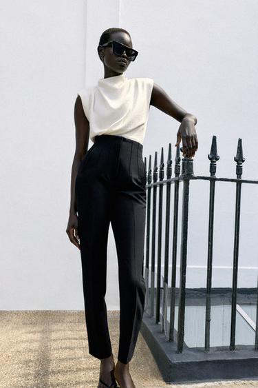 Zara HIGH-WAISTED PANTS - Black
