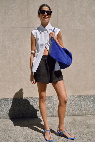 SUEDE BUCKET BAG - Blue by Zara