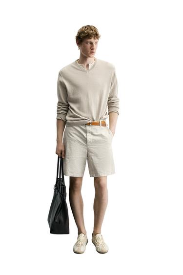 REGULAR FIT SEERSUCKER BERMUDA SHORTS - Stripes by Zara
