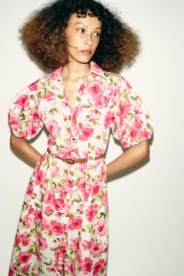 FLORAL PRINT MIDI DRESS WITH BELT - Multicoloured by Zara - Image 1