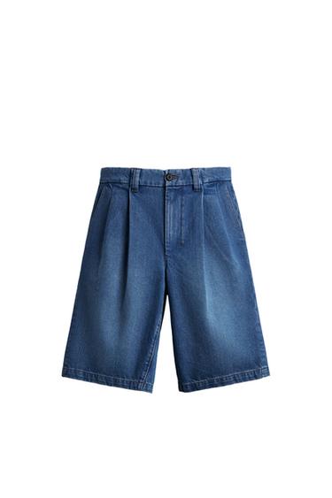 BERMUDA DENIM RELAXED FIT PREGAS - Azul da Zara