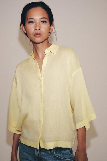 قميص OVERSIZE فضفاض ZW COLLECTION - أصفر الخاص بـ Zara