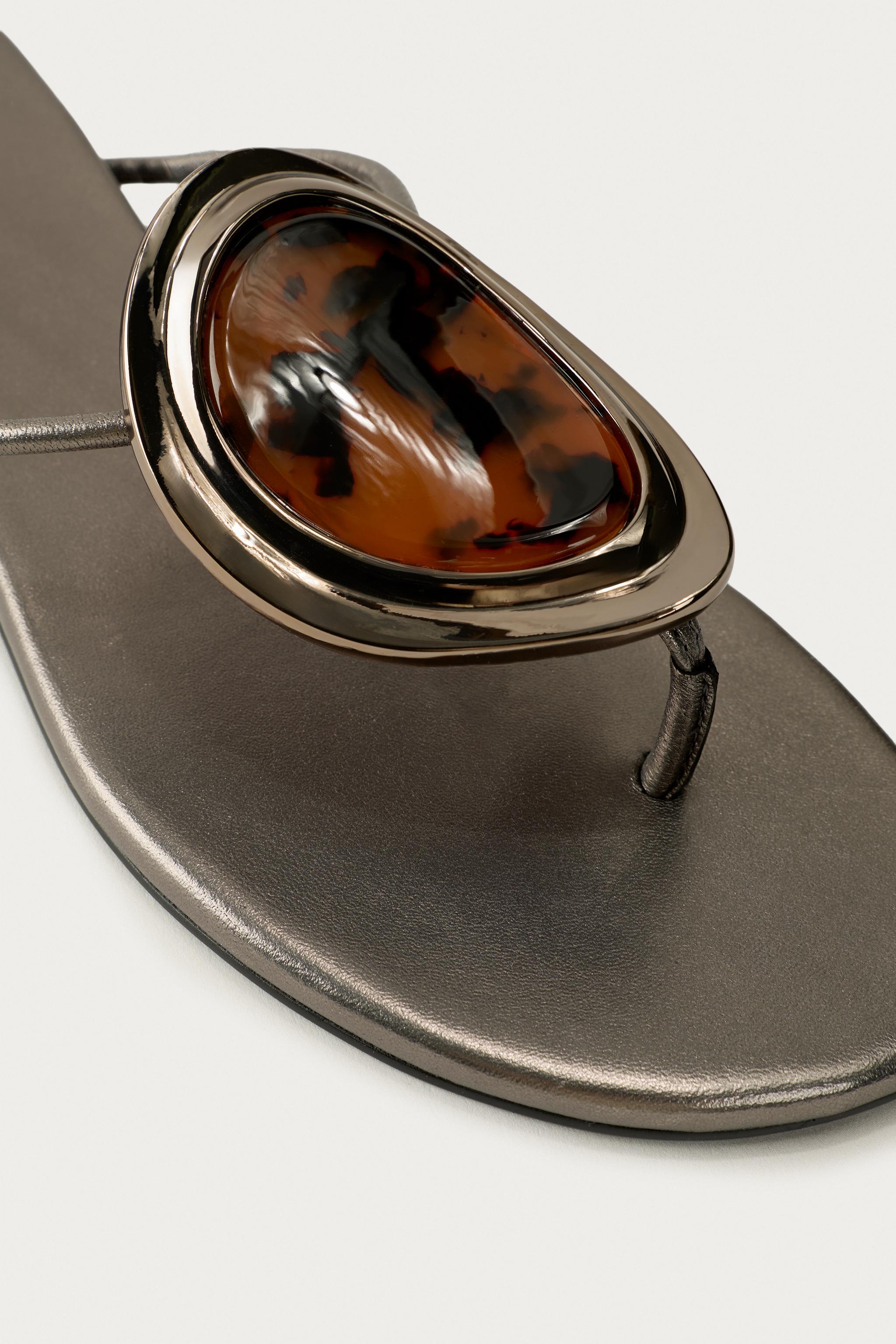 Женские сандалии Zara MARISA BERENSON X ZARA FLAT LEATHER SANDALS — фото 5