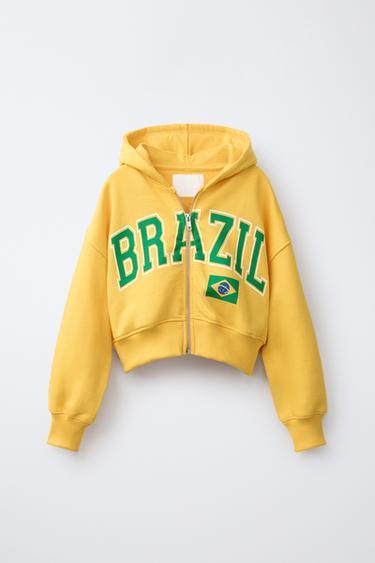 CROPPED BRAZIL HOODIE - Yellow by Zara