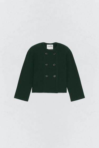 SOSHIOTSUKI X ZARA 울 숄더 패드 재킷 - Zara 다크 보틀