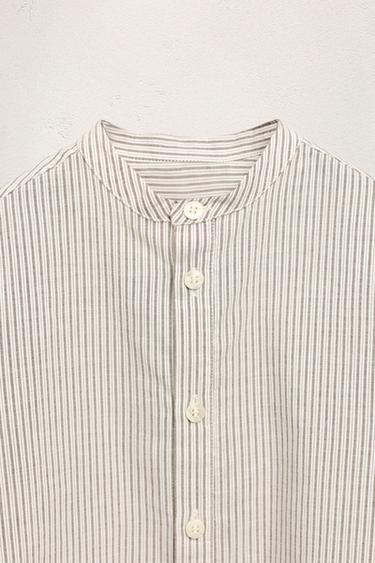 6-10 YEARS / STRIPED STAND COLLAR SHIRT LIMITED EDITION - brown/white by Zara - Image 2