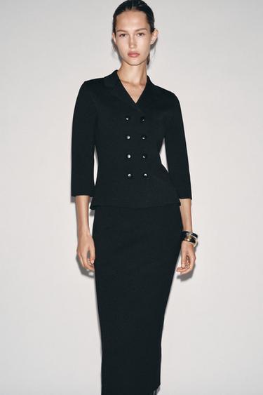 DOUBLE-BREASTED KNIT JACKET - Black by Zara - Image 1