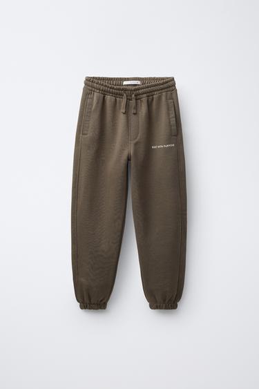 HOODIE AND LABEL JOGGERS SET - Brown by Zara - Image 3