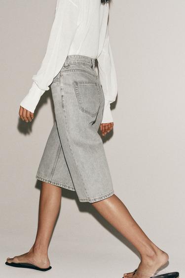 SHORT EN JEAN TAILLE NORMALE ZW COLLECTION - Gris de Zara - Image 3