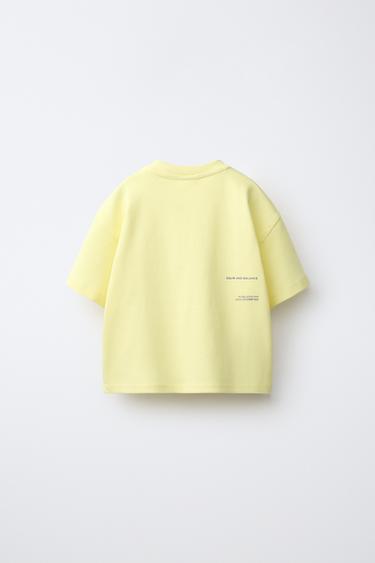 T-SHIRT EN INTERLOCK À INSCRIPTION - Jaune vif de Zara