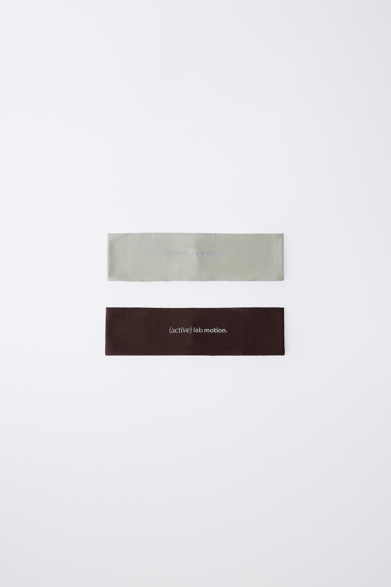 2-PACK SPORTY ELASTIC HEADBANDS — Brown / Green