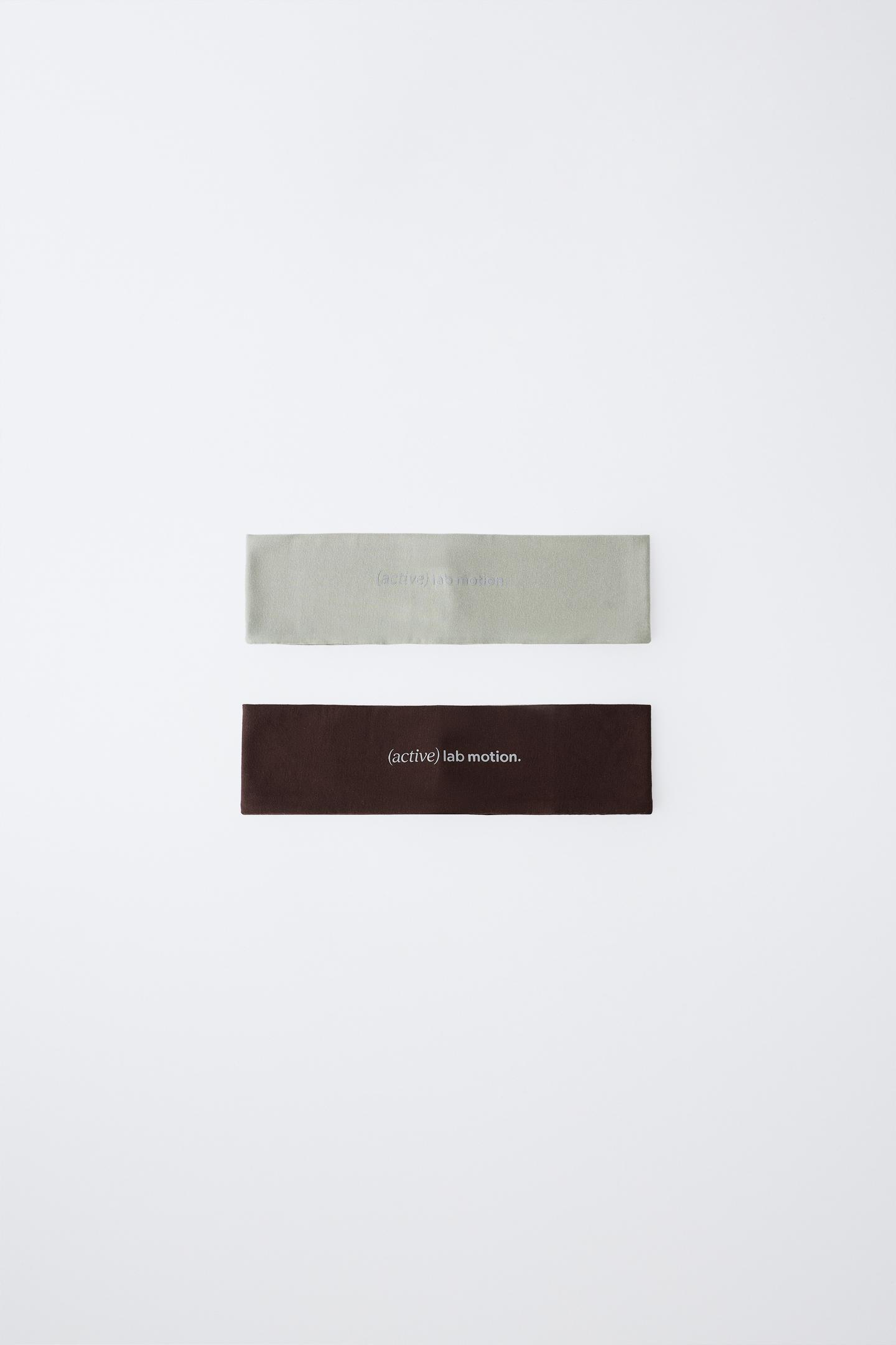 Детские аксессуары для волос Zara 2-PACK Sporty Elastic Headbands, цвет: Коричневый / Зелёный — фото 1