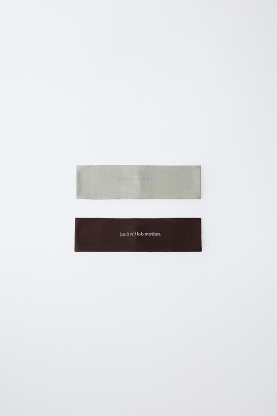 SPORTY ELASTIC HEADBANDS 2-PACK - Brown / Green de Zara - Imagen 0