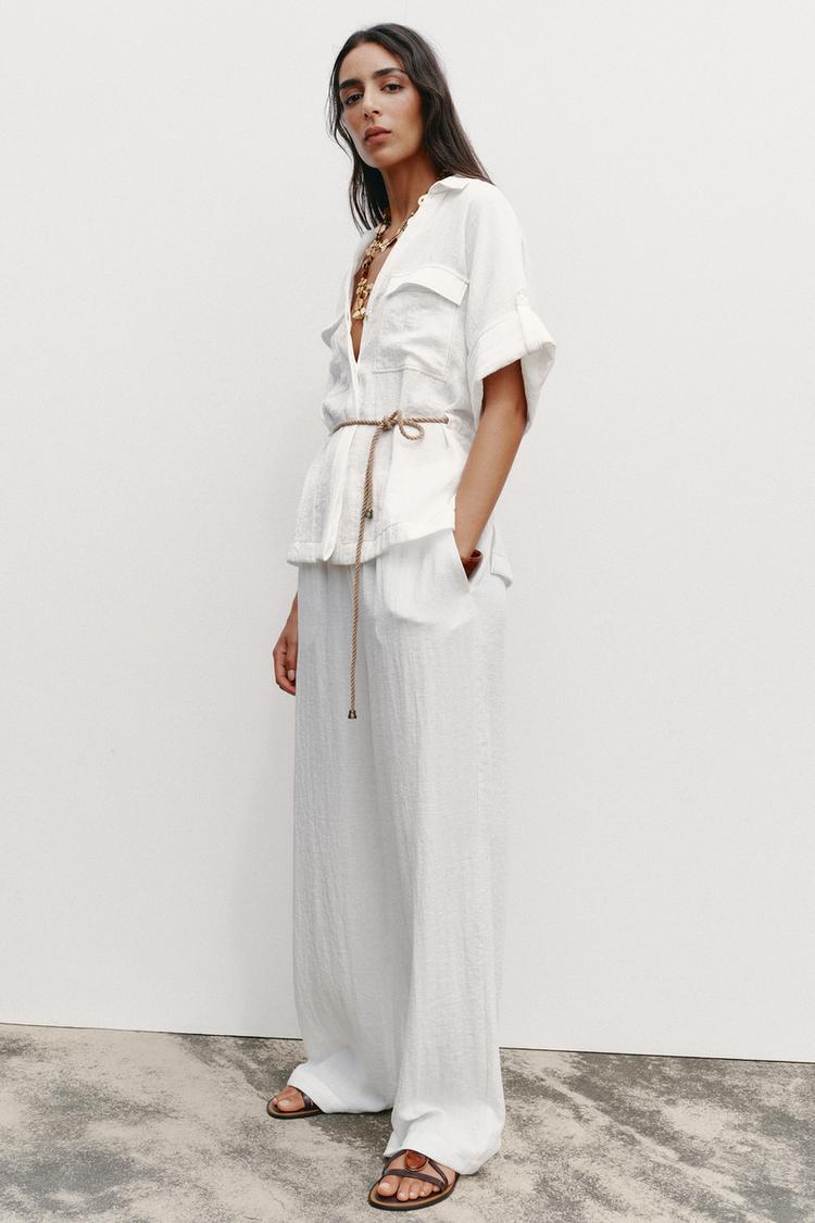 CHEMISE SAFARI CEINTURE Blanc cassé ZARA France