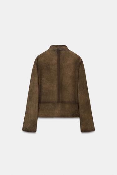 BLOUSON EN CUIR 100% ZW COLLECTION ÉDITION LIMITÉE - Vert olive de Zara - Image 5