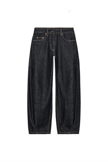 JEANS ZW COLLECTION ANKLE BALLOON TIRO MEDIO - أزرق by Zara
