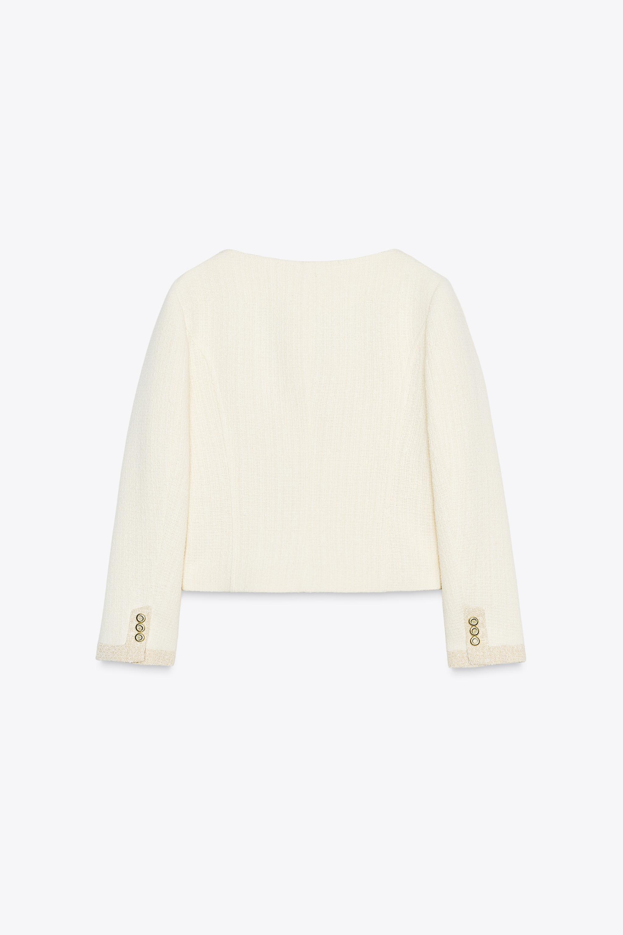 テクスチャー素材ラウンドネックブレザー - エクリュ | ZARA