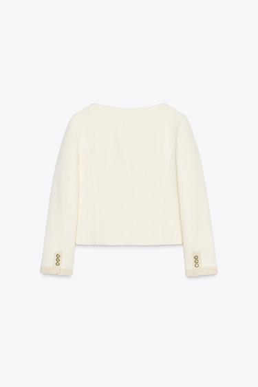 BLAZER STRUCTURÉ DÉCOLLETÉ ARRONDI - Écru de Zara - Image 6