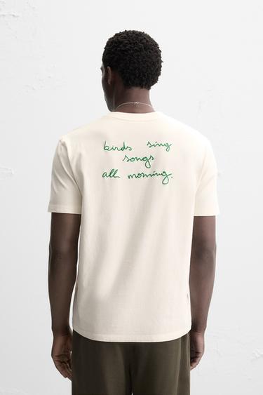 CONTRAST PRINT T-SHIRT - Oyster-white by Zara - Image 2