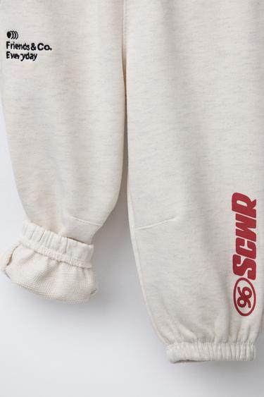 TEXT PRINT PLUSH JOGGERS - Beige marl by Zara - Image 3