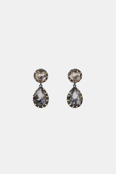 METAL JEWEL EARRINGS - Anthracite grey by Zara