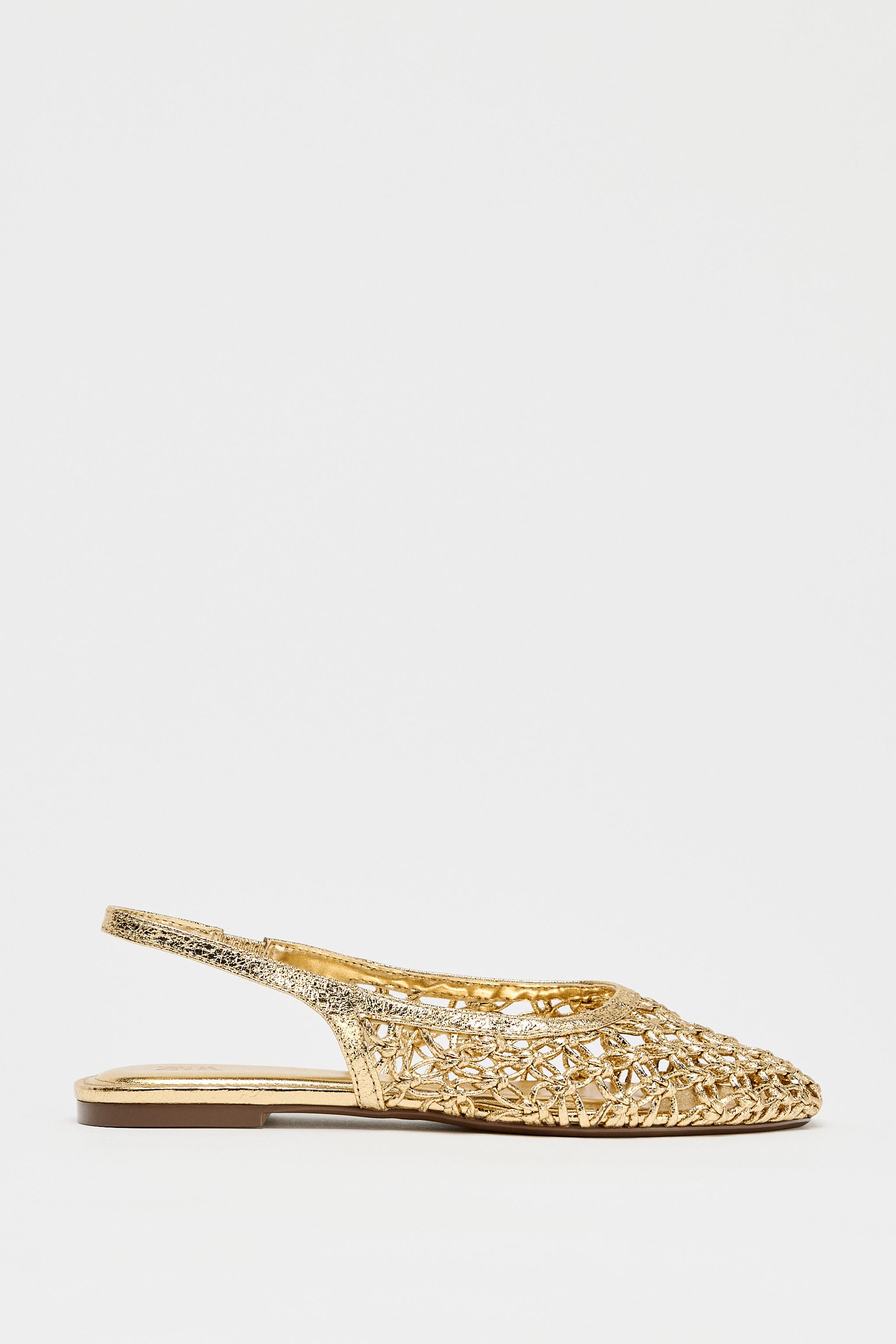 METALLIC BRAIDED SLINGBACKS