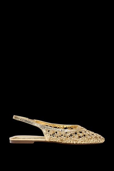 SLINGBACK MIT ZOPFMUSTER IN METALLOPTIK - Goldfarben von Zara