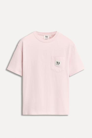 Zara 50TH ANNIVERSARY POCKET PATCH T-SHIRT - Pale pink