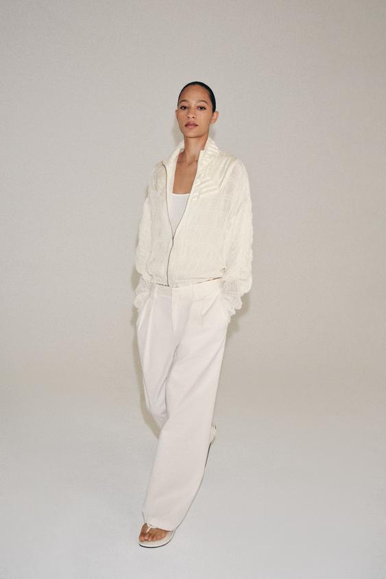 ZW COLLECTION RUCHED BOMBER JACKET - Ecru by Zara - Image 0