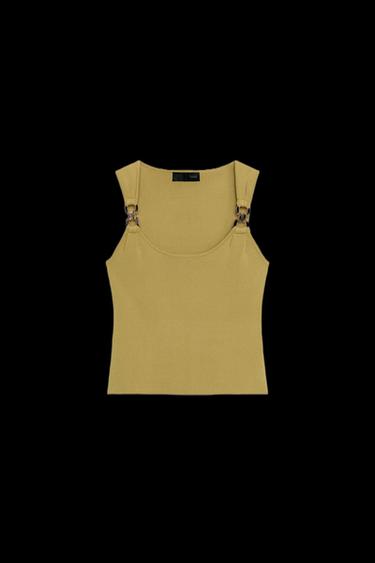 METAL DETAIL KNIT TOP - Mid-green by Zara - Image 0