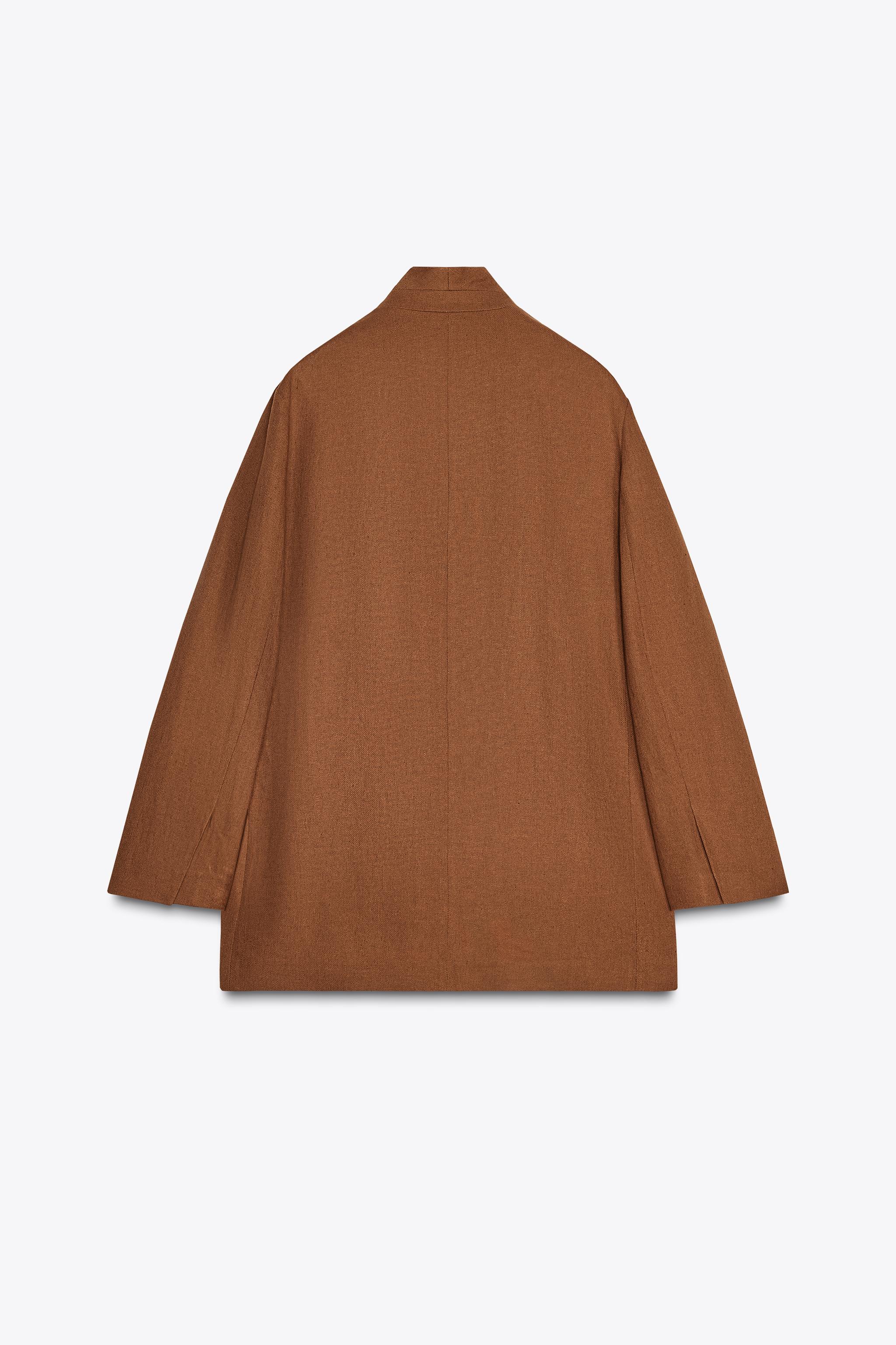ZW COLLECTION LINEN BLEND BLAZER - Brown | ZARA Canada