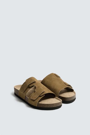 Zara LEATHER STRAP SANDALS - 