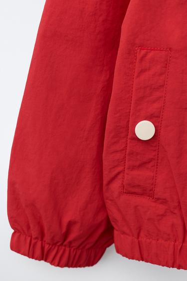 LIGHTWEIGHT WATER-REPELLENT RAINCOAT WITH EMBROIDERED TEXT - Red by Zara - Image 4
