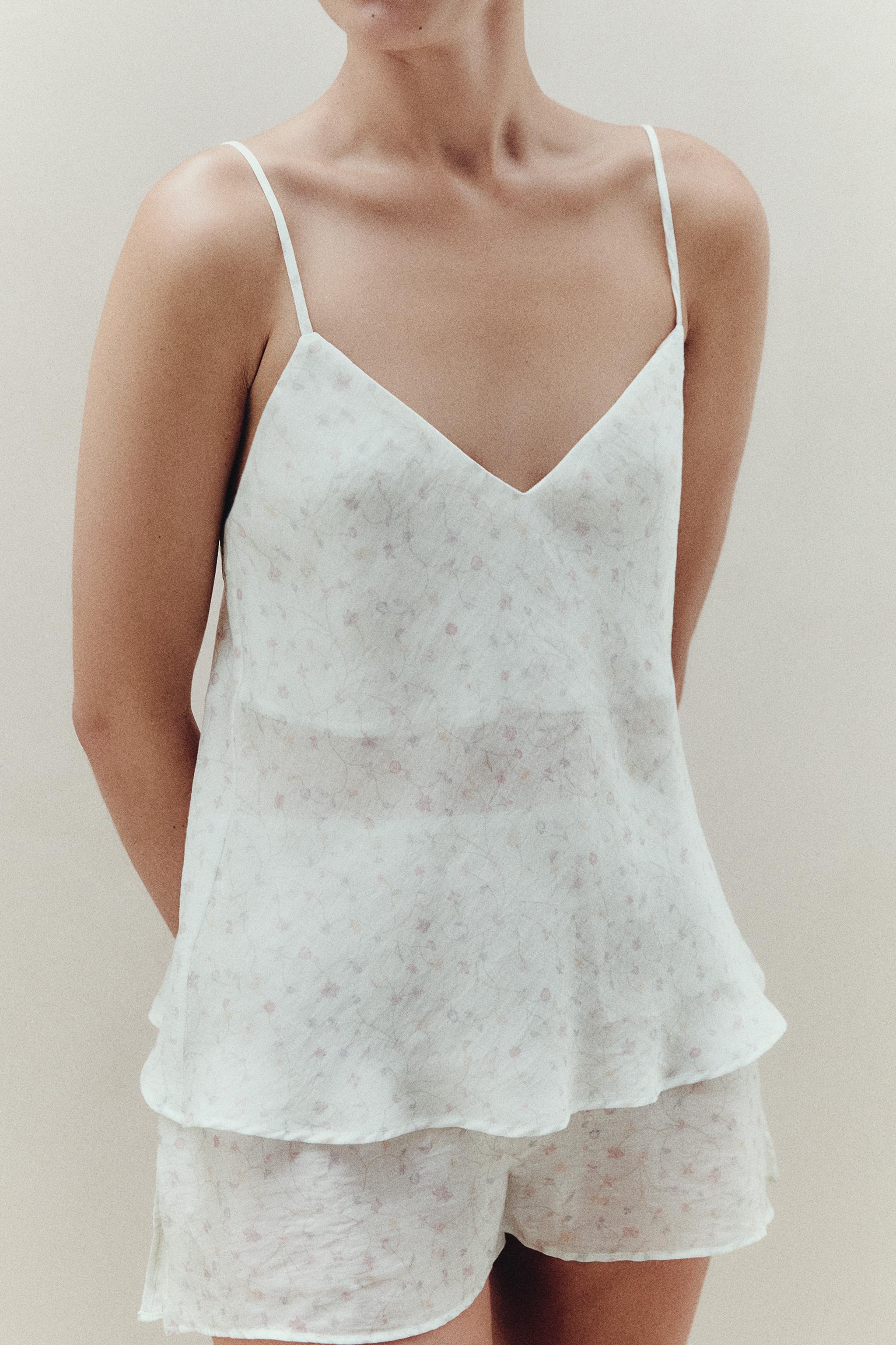 Женские топы Zara FLORAL STRAPPY TOP — фото 6