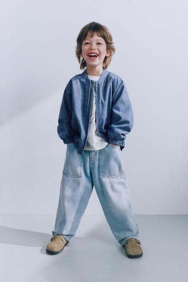 Zara FLOWY BAGGY JEANS - Light blue