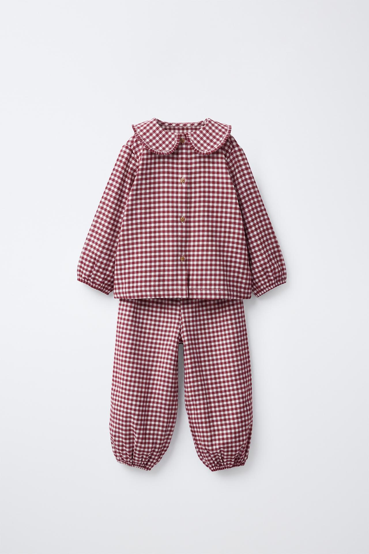 2-6 YEARS/ GINGHAM PYJAMAS — Burgundy
