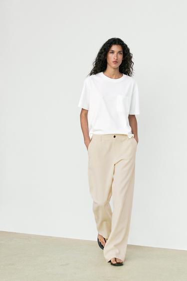 Short sleeve T-shirt with pocket detail — Oyster-white 1