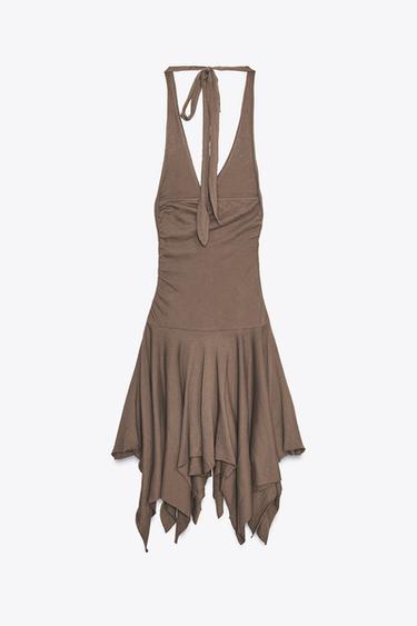 ASYMMETRIC HALTER DRESS - Brown by Zara - Image 4