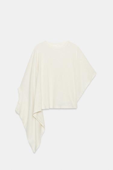 CAMISETA CAPA ASIMÉTRICA - Crudo de Zara - Imagen 0