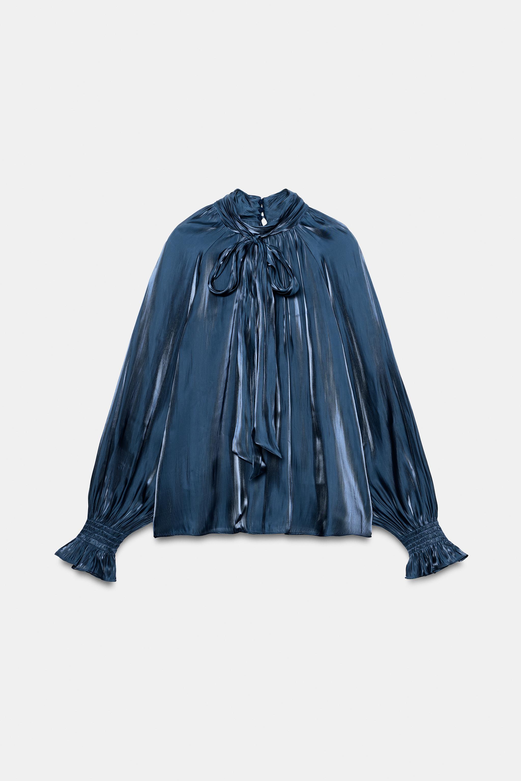 Zara Saten Fiyonklu Bluz görsel 3