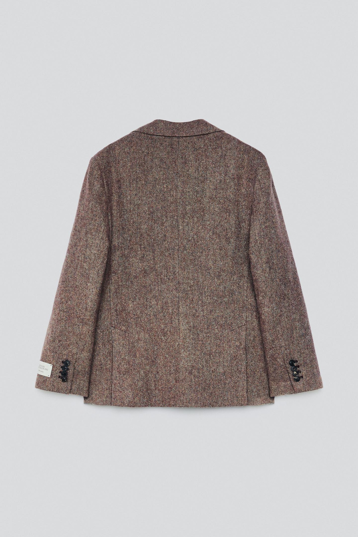 Мужской пиджак Zara 100% Wool Suit Blazer, цвет: Бордовый — фото 2