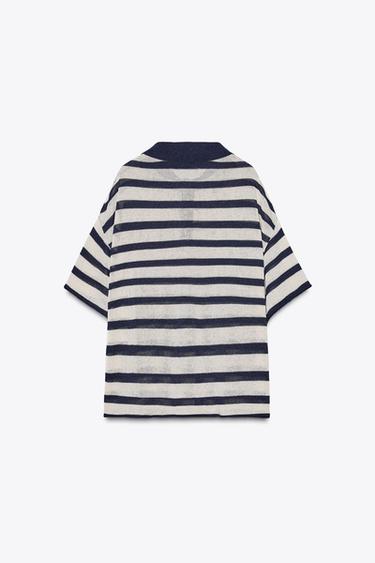 STRIPED KNIT POLO SHIRT - striped by Zara - Image 6