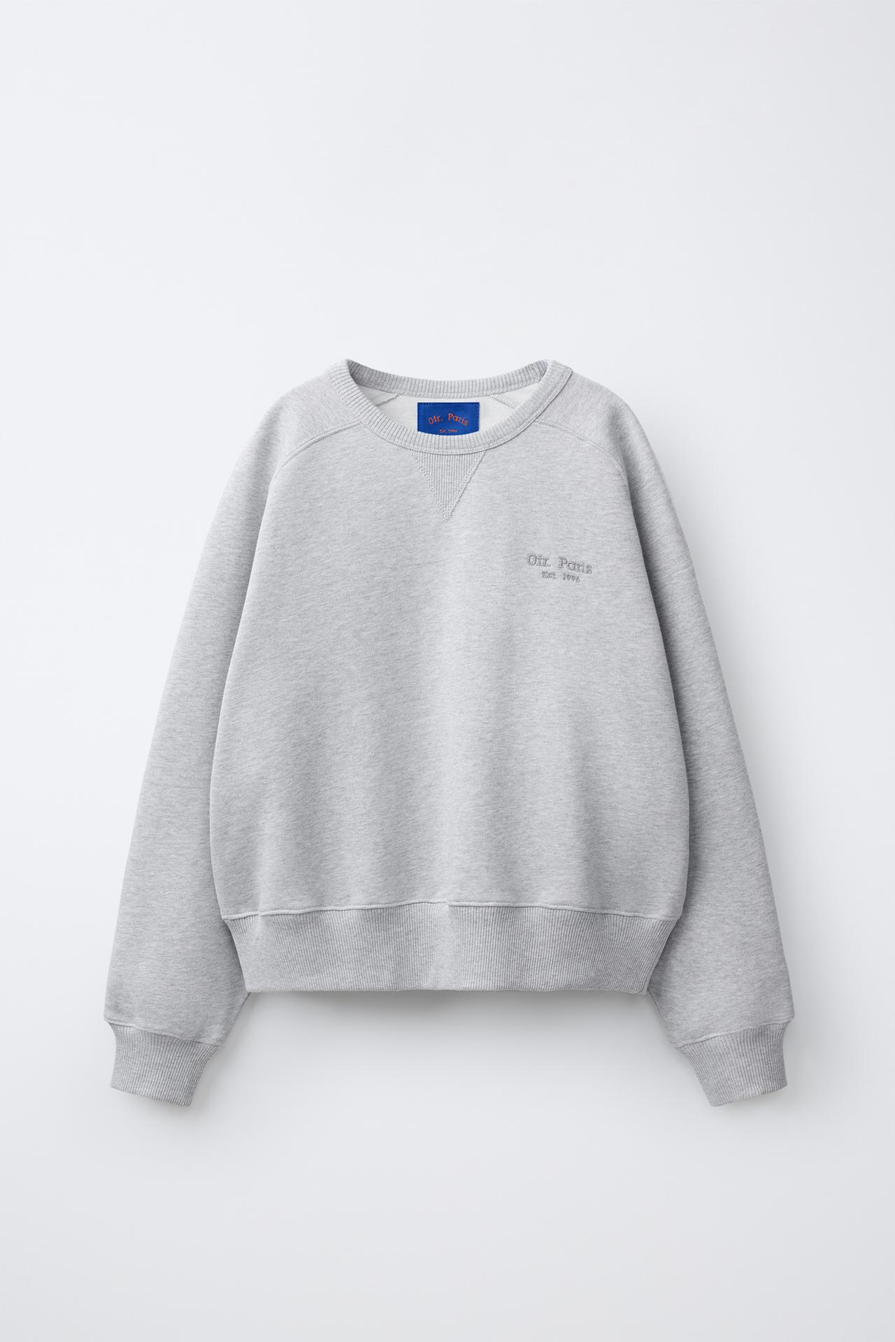 0FR. PARÍS X ZARA EMBROIDERED TEXT SWEATSHIRT — Gray marl
